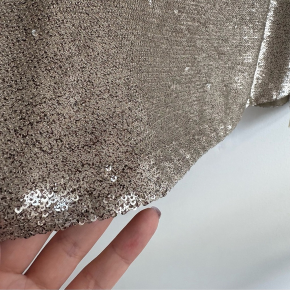 Free People Champagne Dreams Cropped Sequin Top Sz XS - Picture 8 of 9